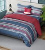 4 Pcs Bradford Ornamental Red & Blue 100% Cotton King Double Bedding Set